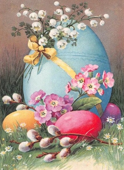 Старинная пасхальная открытка. Иллюстрация из сети