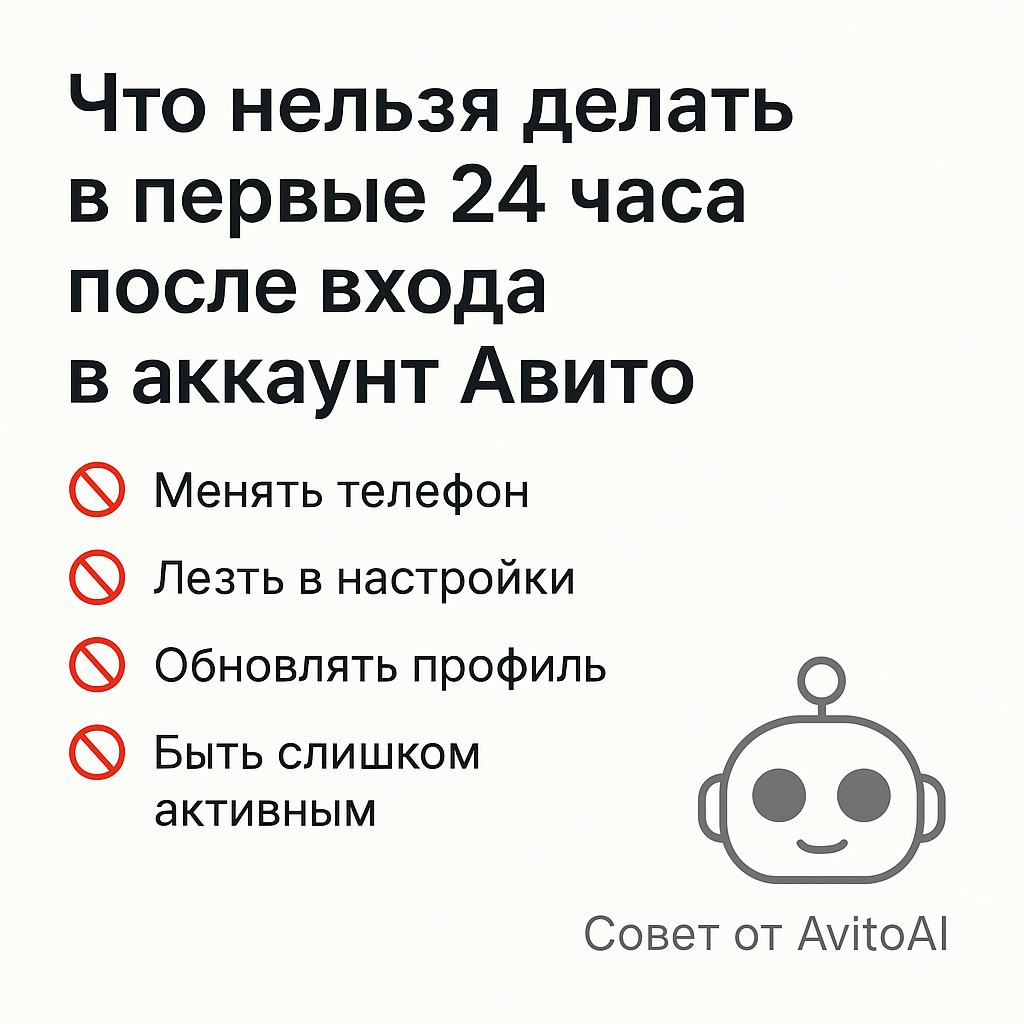 Что нельзя делать в первые 24 часа после входа в аккаунт Авито