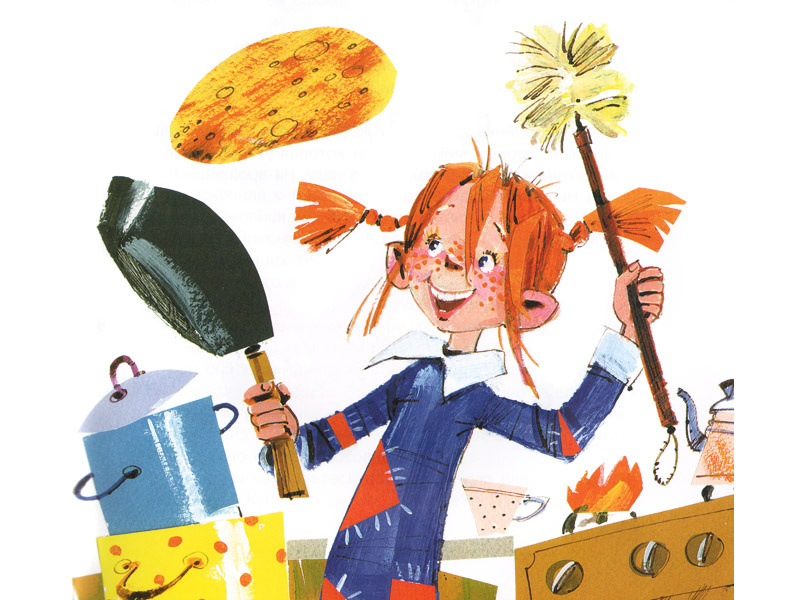 Иллюстрация Надежды Бугославской к книге Астрид Линдгрен «Пеппи Длинныйчулок поселяется на вилле "Курица"»