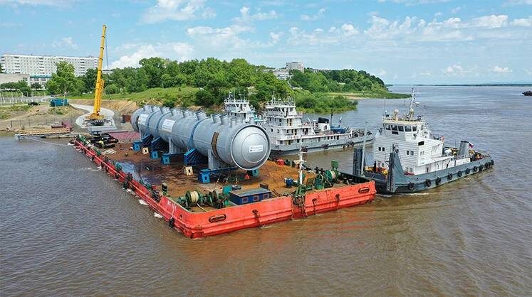    АО «ПОЛИМЕТАЛЛ» Доставка уникального автоклава в порт Амурска летом 2020 года