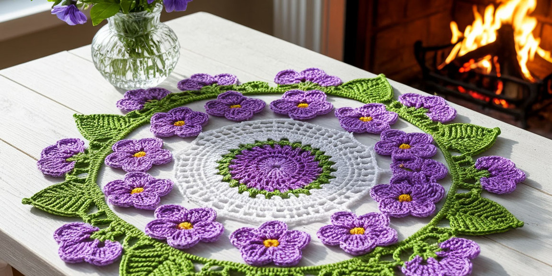 Салфетки крючком с фиалками - подборка идей без схем