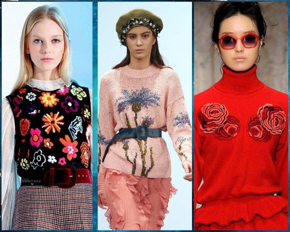 Вязаные модели с модным современным цветочным декором Вязание для Вас