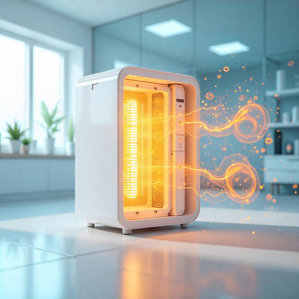 схема устройства PPG с визуализацией процесса фотокатализа.