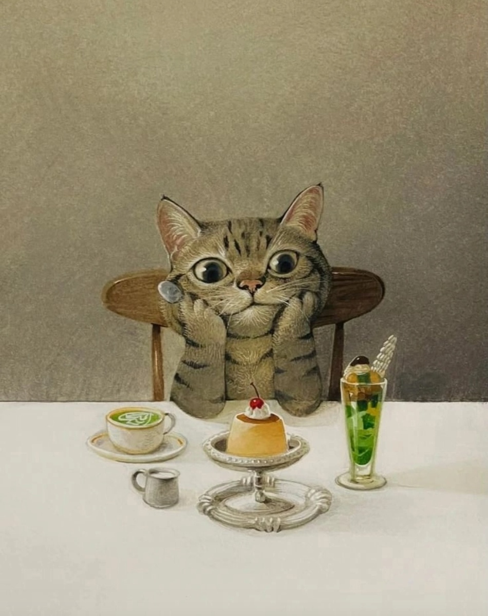 Кошачья радость. Художник Рикки Вей.