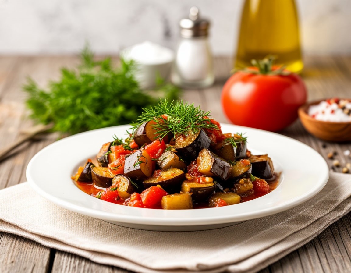 Салат с баклажанами и помидорами