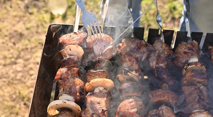   Четыре признака готовности шашлыка: золотистая корочка, аппетитный аромат, упругая текстура и прозрачный сок (Shutterstock/FOTODOM)
