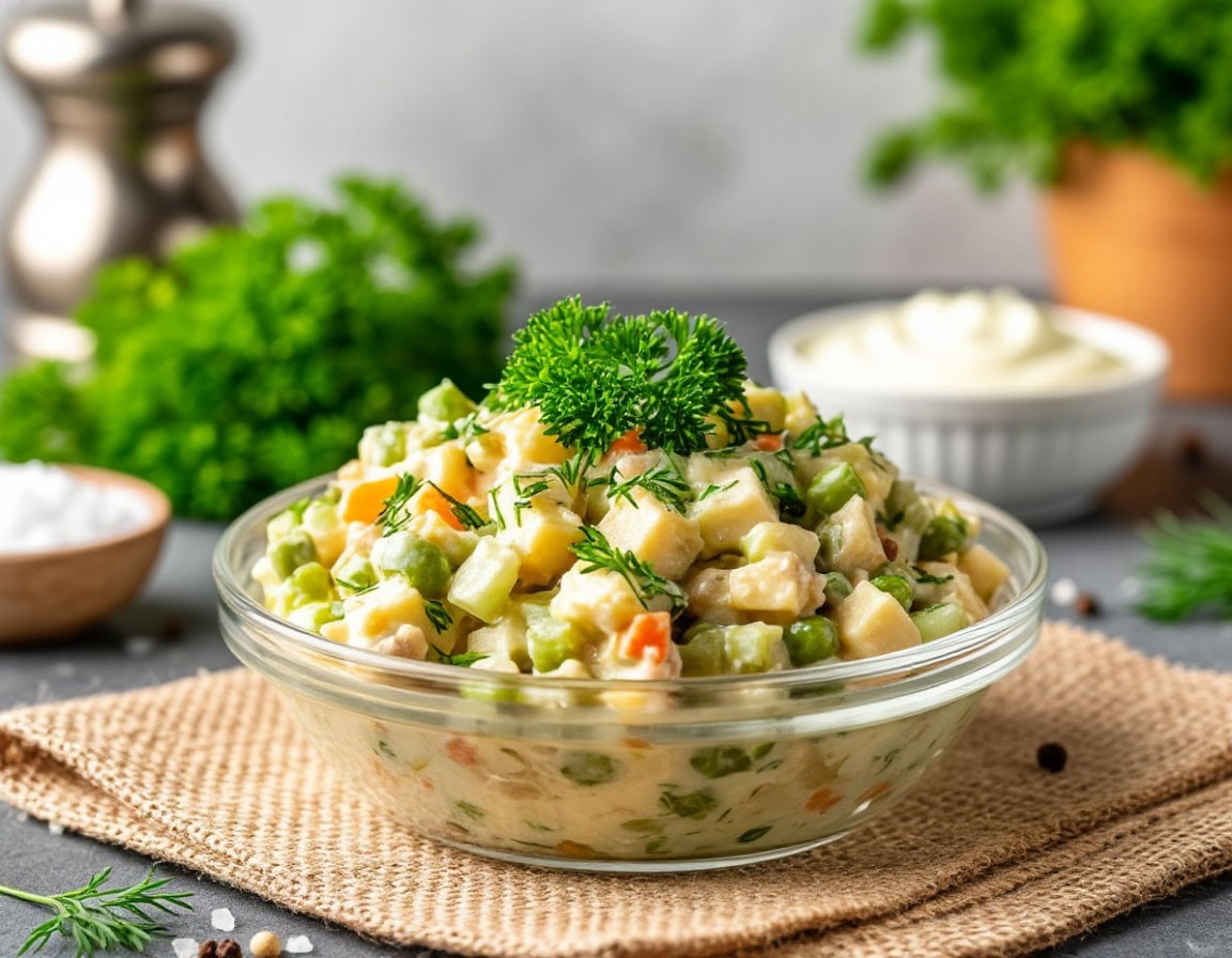 Салат Оливье с курицей