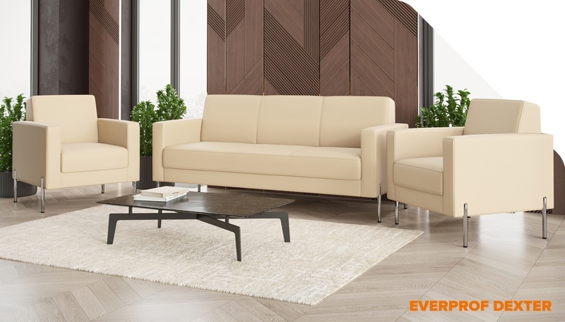 Для зоны ожидания с активным потоком посетителей подойдёт диван с лаконичным дизайном и износостойкой обивкой — строго, удобно и практично.