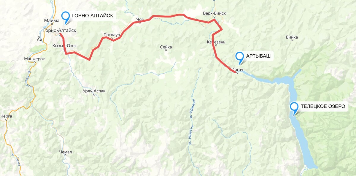 проезд к Телецкому озеру от Горно-Алтайска