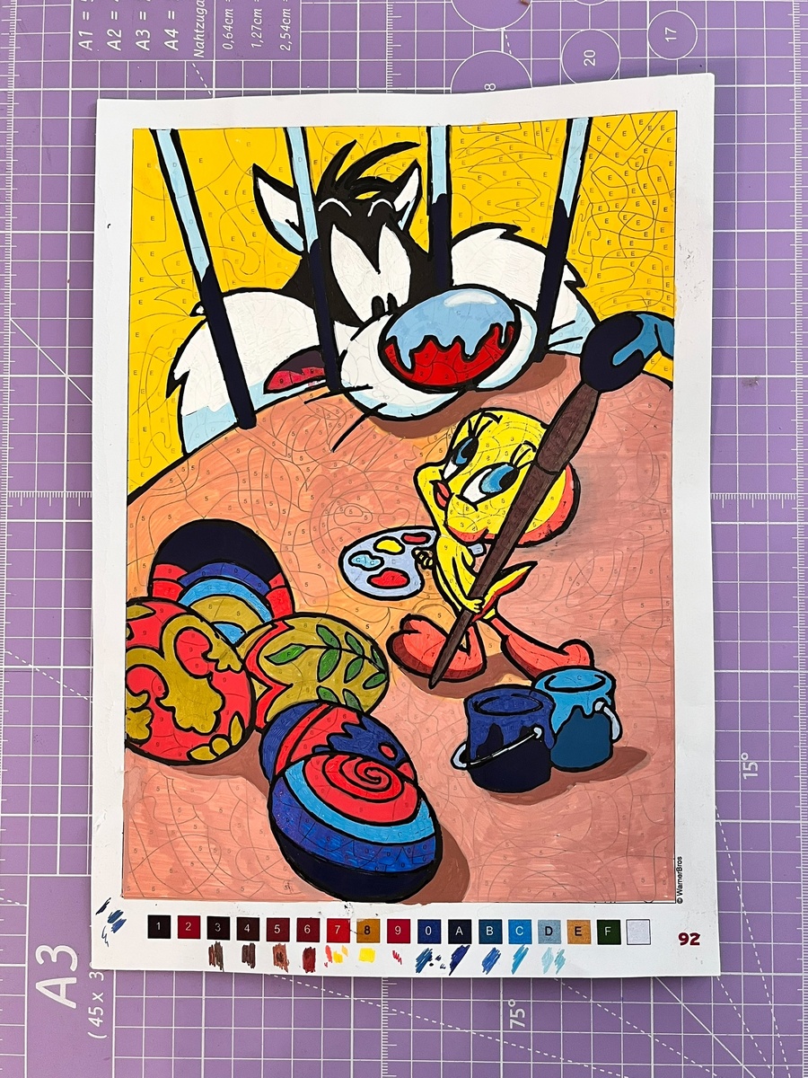 Моя первая картинка. Котик Сильвестр и канарейка Твитти.