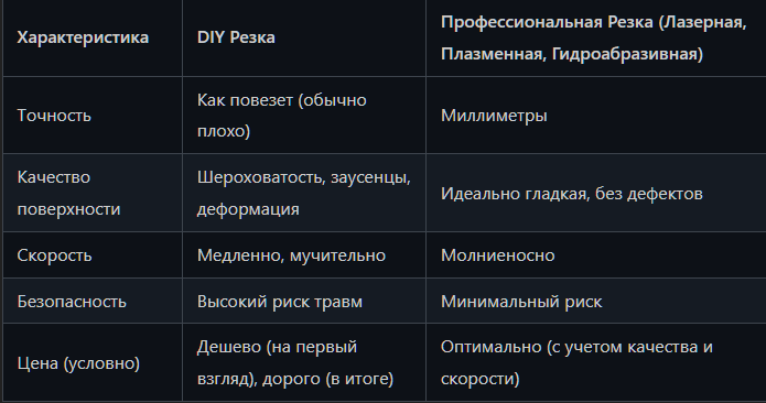 профессиональная резка vs саморучная