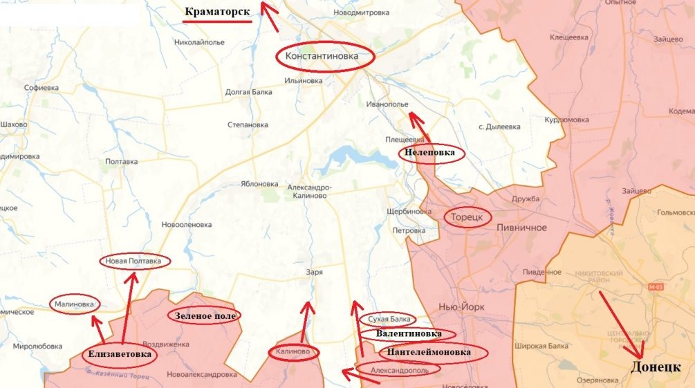    Карта СВО. Бои у Торецка.