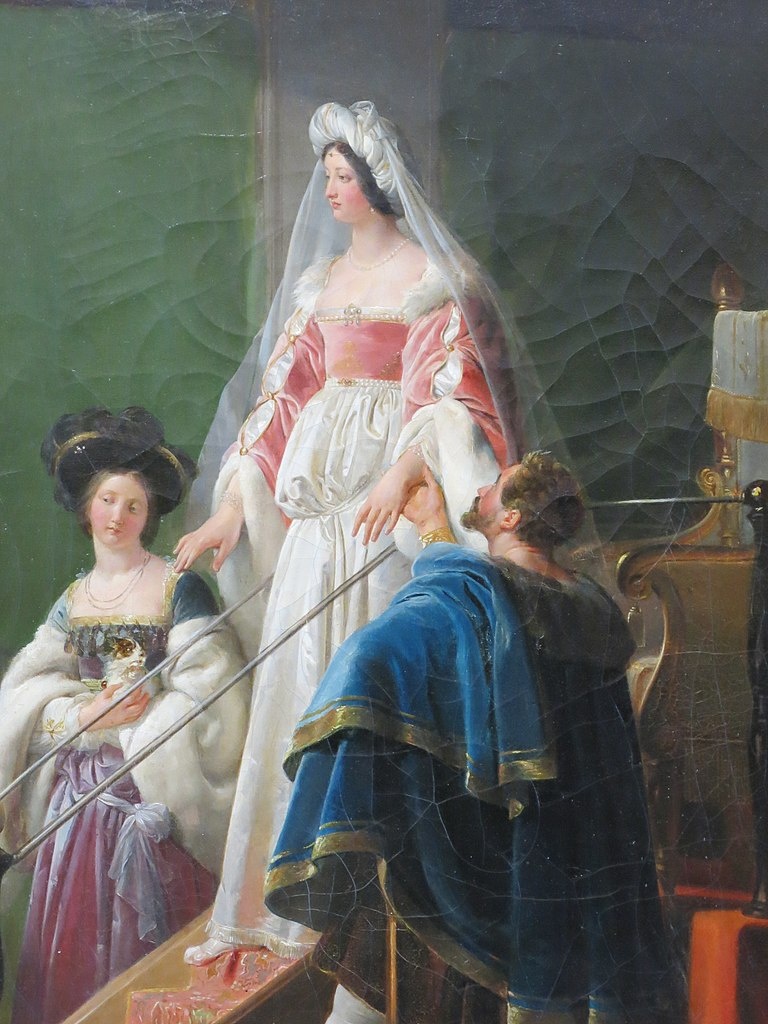 Detail of Diana on the painting of Diane de Poitiers in the studio of Jean Goujon. Alexandre-Évariste Fragonard. Oil on canvas. Circa 1830. (Louvre museum, Paris, France).