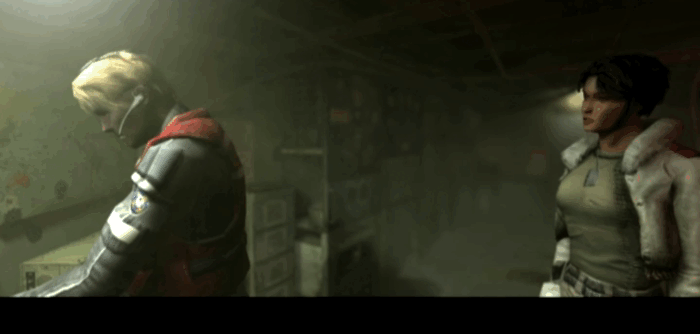 Gif картинка: "Переговоры Анны с платформой "Звезда Сахалина" из игры Cold Fear"