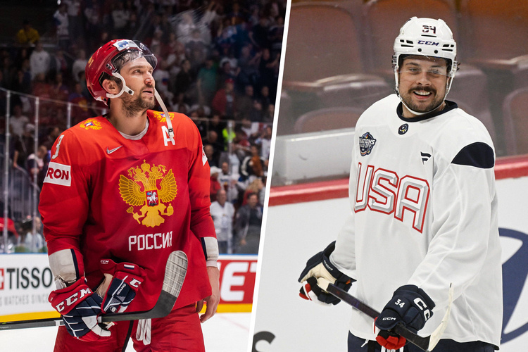    Александр Овечкин (слева) и Остон Мэтьюз / фото: JOEL MARKLUND, IMAGO, globallookpress.com