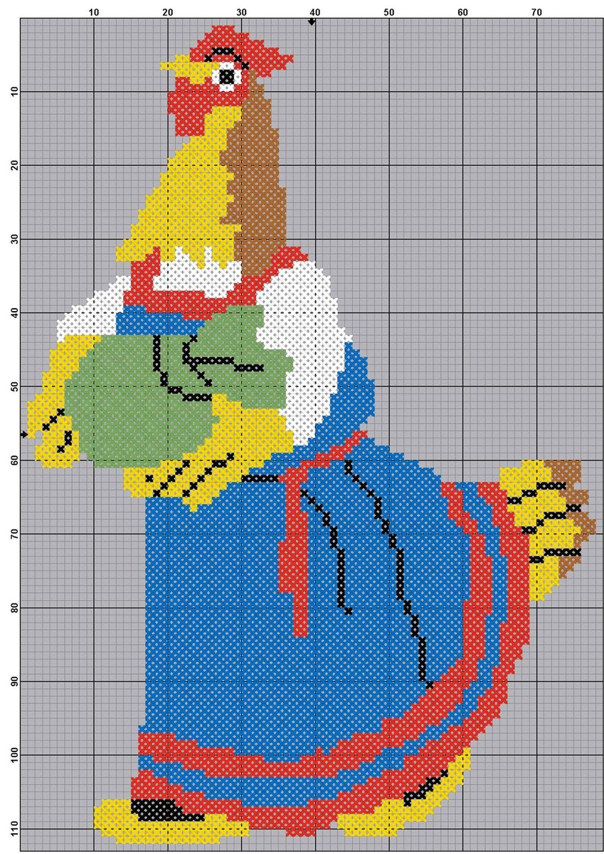 Размер 77 на 111 стежков, цветов 7