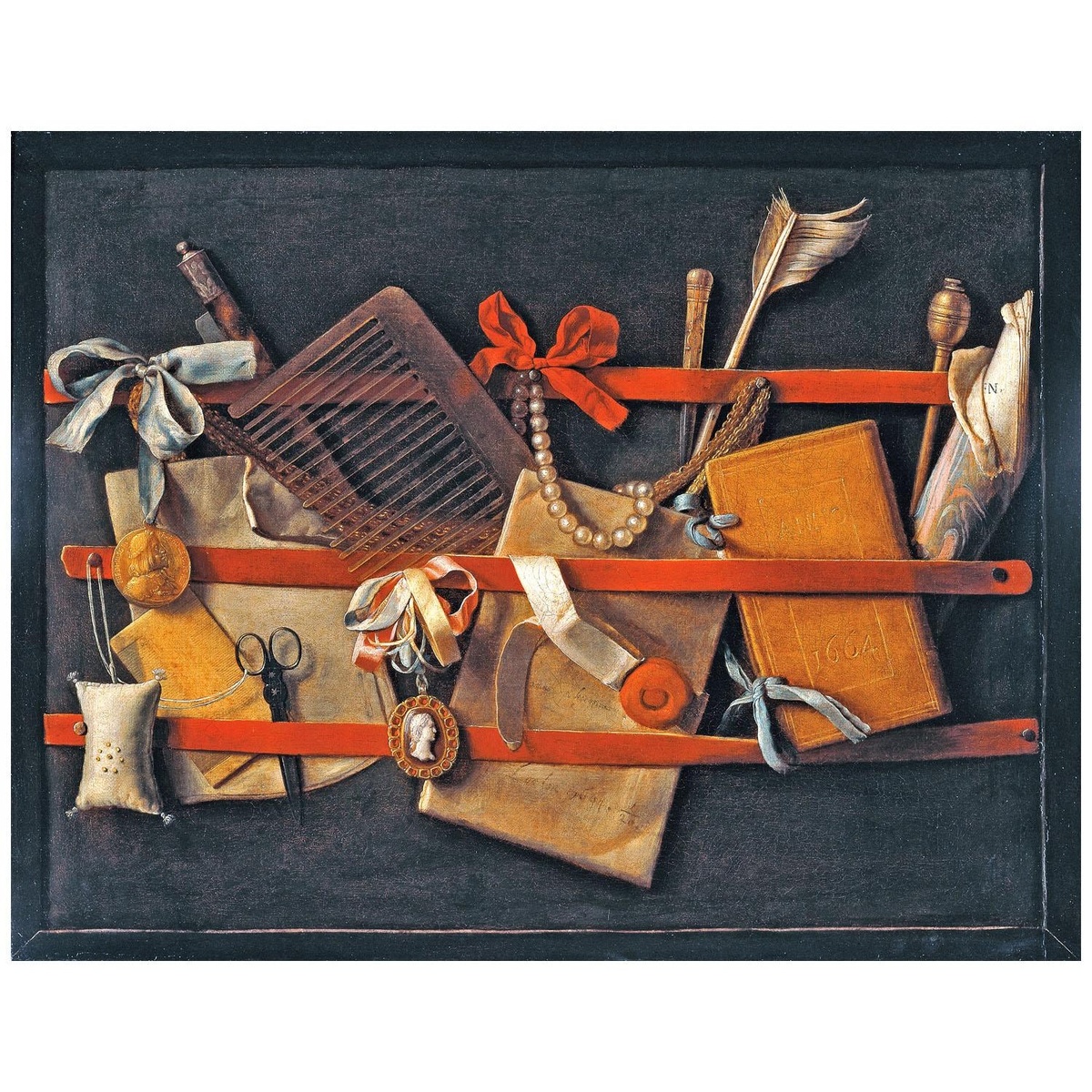 Samuel van Hoogstraten. Trompe-l'oeil Still-life. 1664 Dordrecht Museum