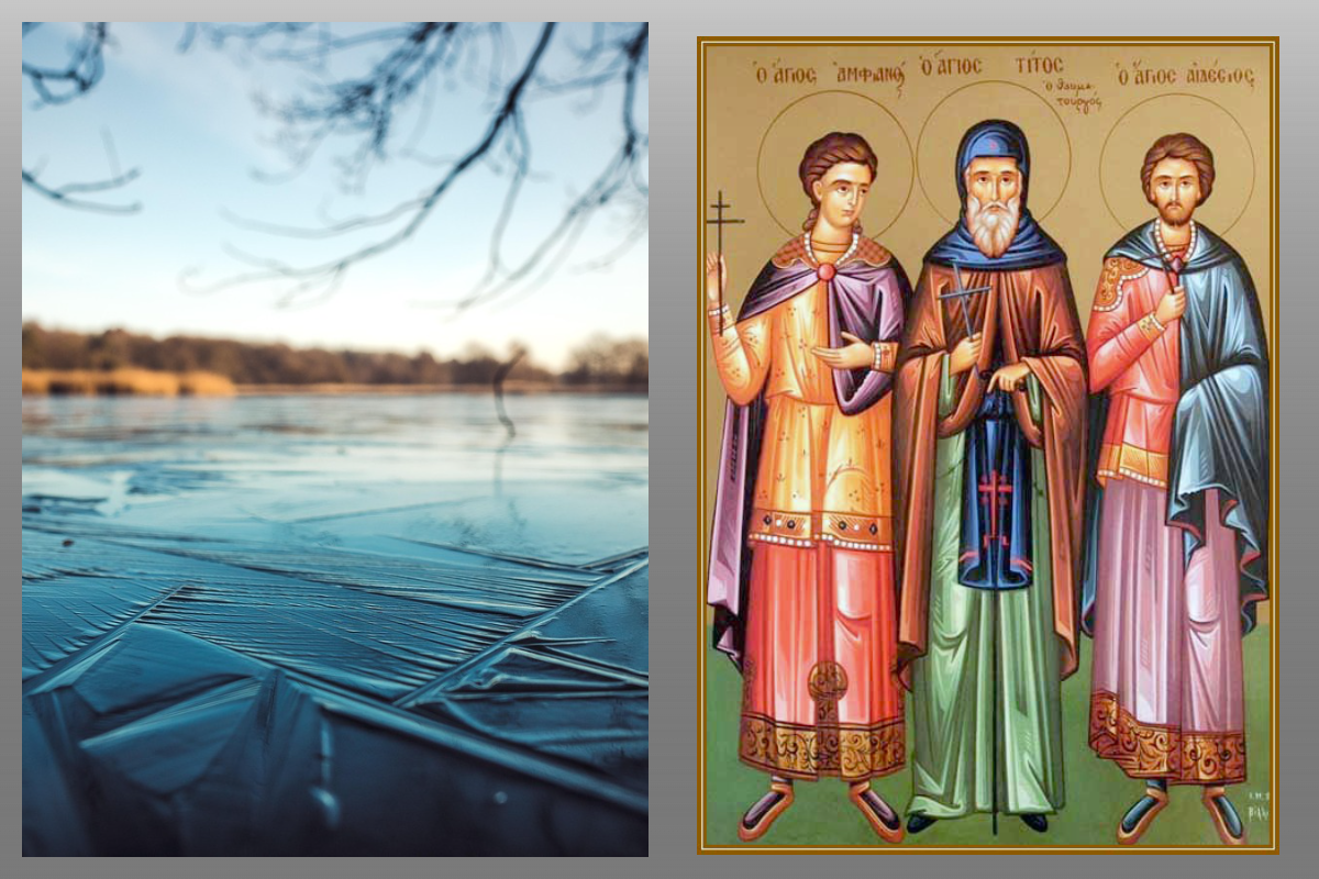 Икона прп. Тит чудотворец, иеромонах/azbuka.ru, Лёд/pixabay.com