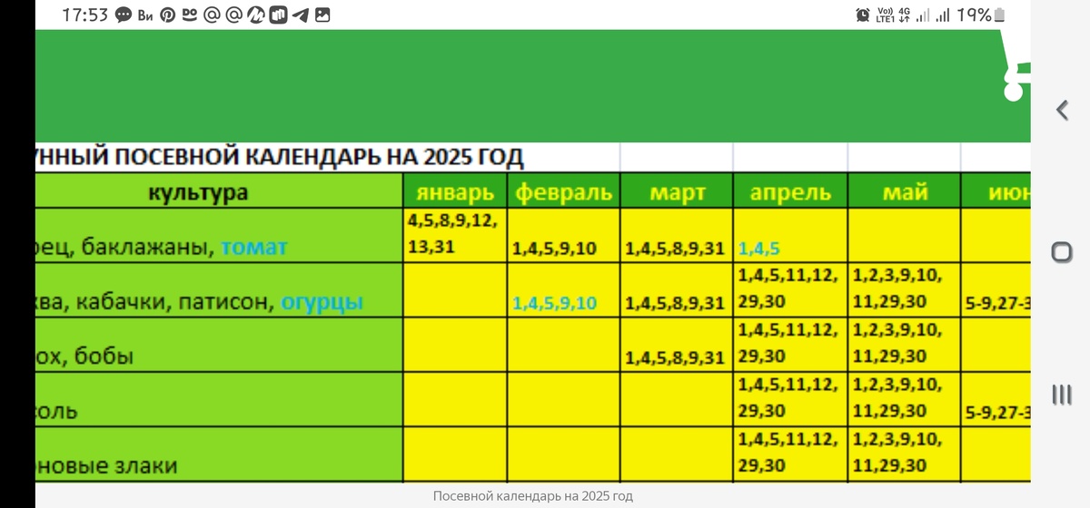 Лунный календарь на 2025г. Образец 1