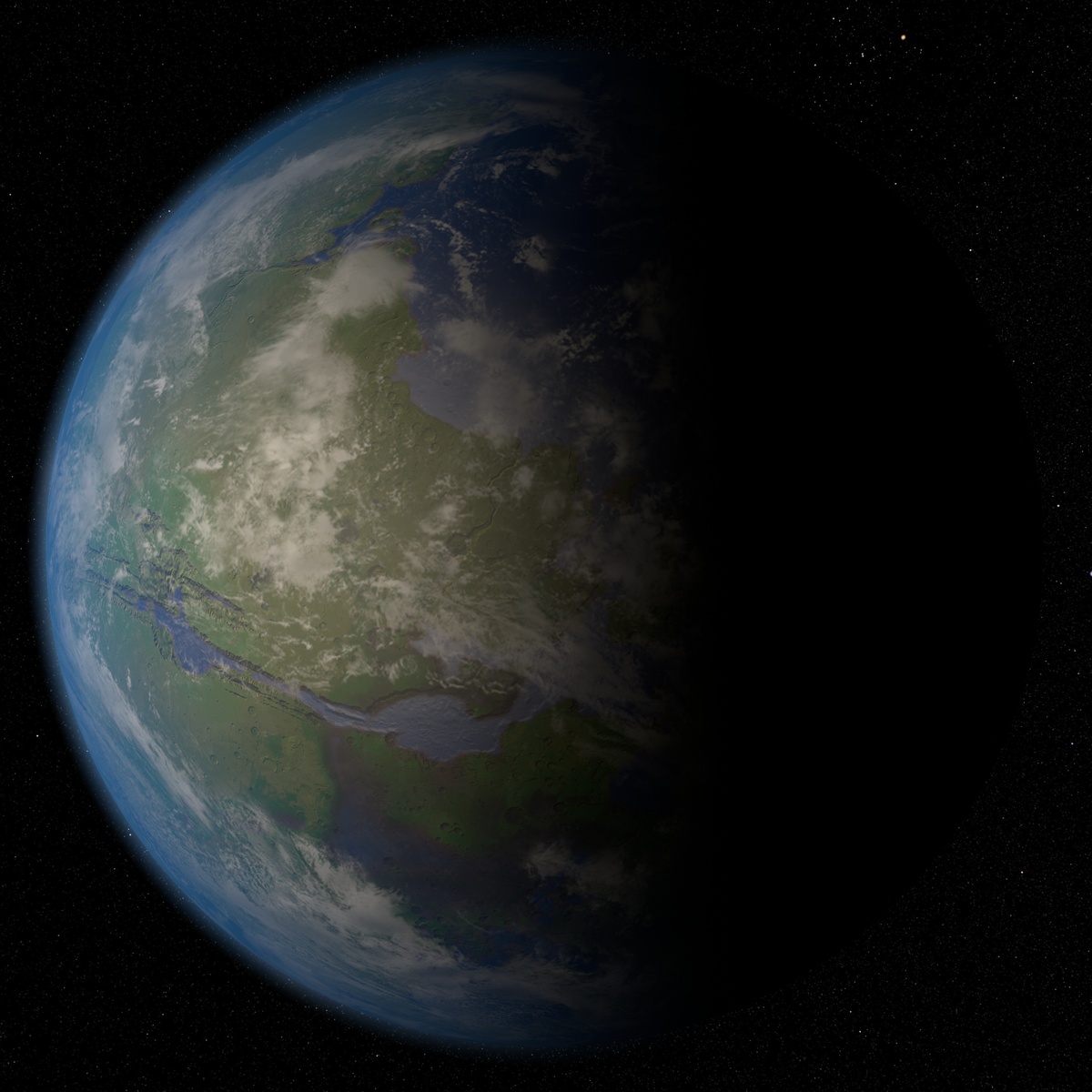 Предполагаемый вид Марса после терраформирования и колонизации.