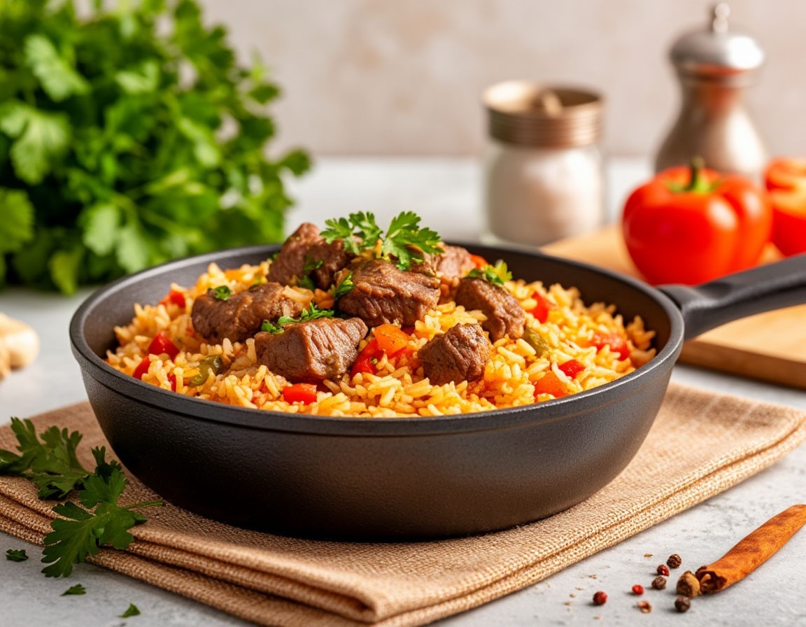 Плов со свининой на сковороде