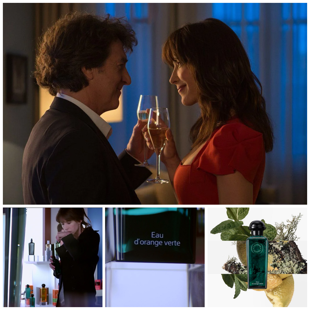 Кадры из фильма «Одна встреча» и рекламная съемка одеколона Eau d'Orange Verte Hermès 