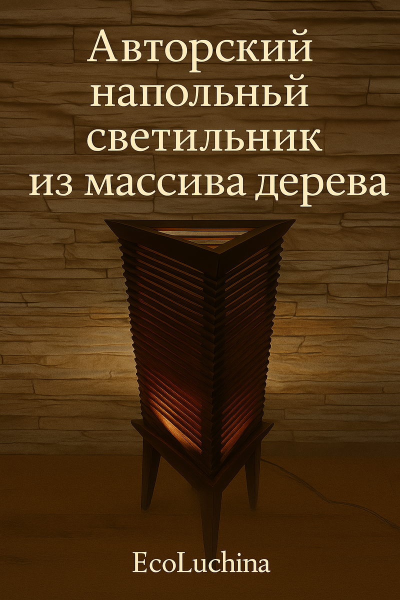 Напольный деревянный светильник ручной работы с геометрическим корпусом