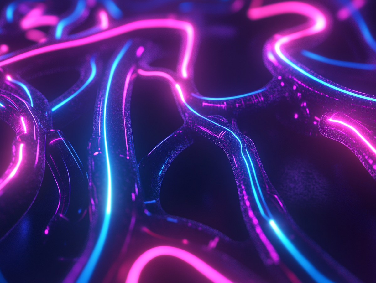Концепт квантовой сети с узлами и светящимися линиями в футуристическом стиле