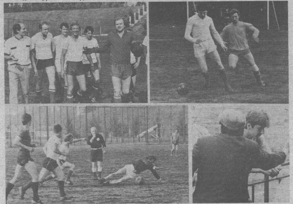 "Московский автозаводец", пятница, 9 августа 1985 г. С. 6. Сканировано автором ИстАрх. Подпись с снимкам: Будни заводских футболистов. Фоторепортаж А. Колыбалова.