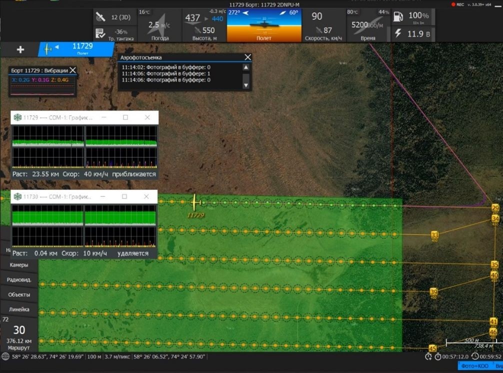 Рисунок 1. Рабочее окно ЭВМ НПУ для управления полётами БЛА