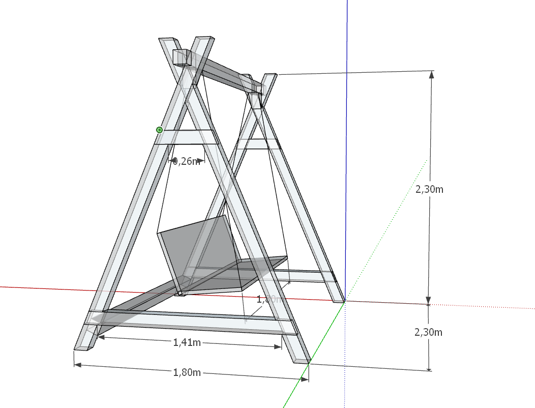 Качели, размеры с боку