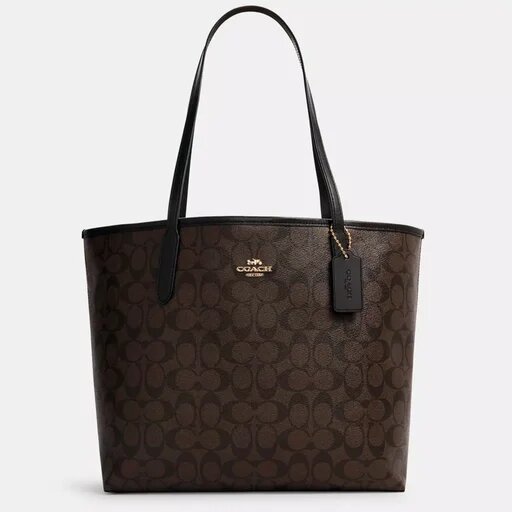 Coach Mollie Tote In Signature Canvas - Im/Brown Black