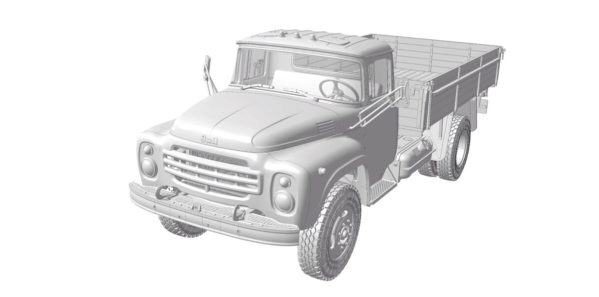 Компьютерные рендеры будущей модели советского среднетоннажного грузовика ЗИЛ-130. Производитель "Звезда", масштаб 1/35. (Листайте вправо, чтобы увидеть больше ->) 