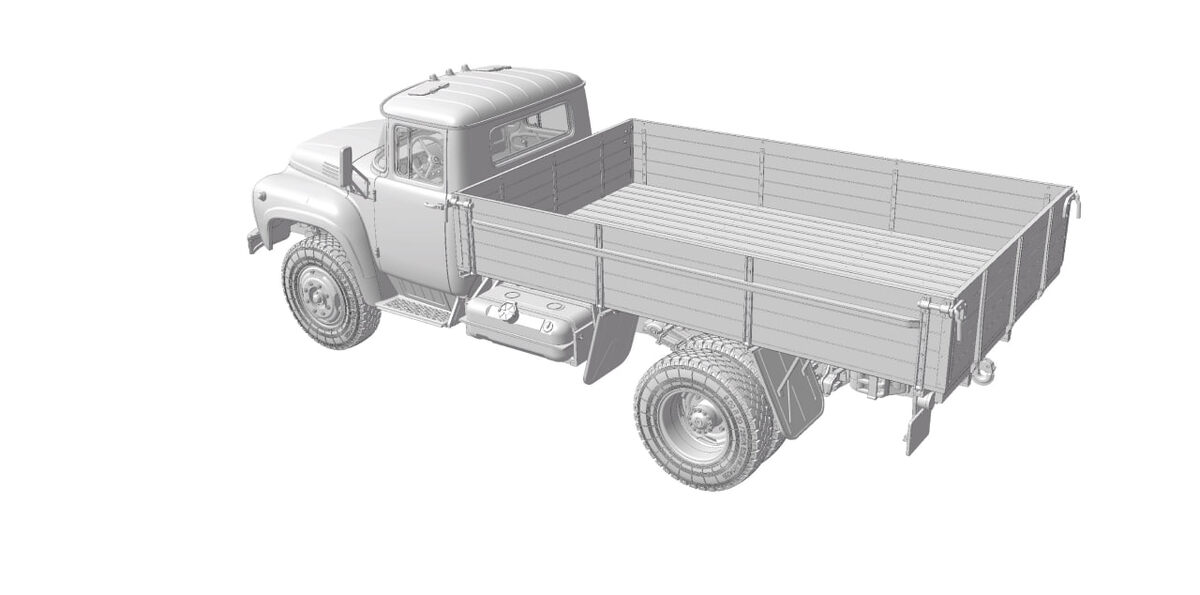 Компьютерные рендеры будущей модели советского среднетоннажного грузовика ЗИЛ-130. Производитель "Звезда", масштаб 1/35. (Листайте вправо, чтобы увидеть больше ->) 