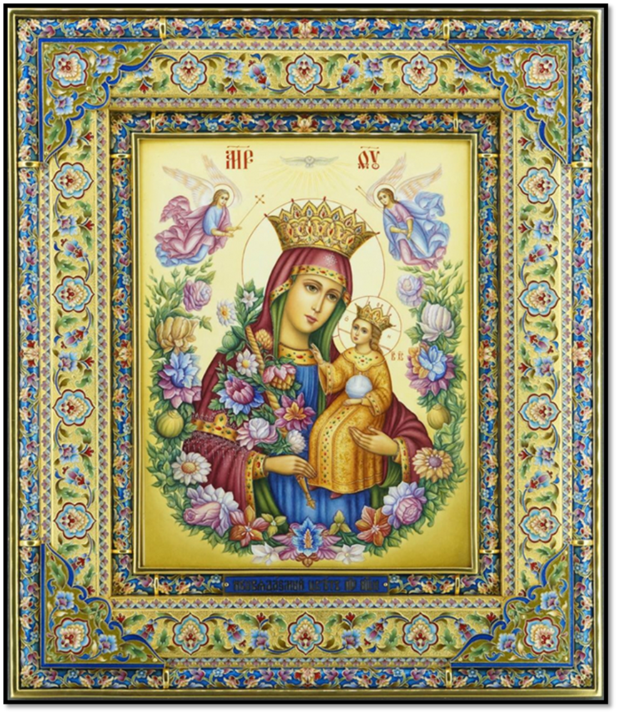 икона Божией Матери "Неувядаемый Цвет". Один из вариантов иконографии