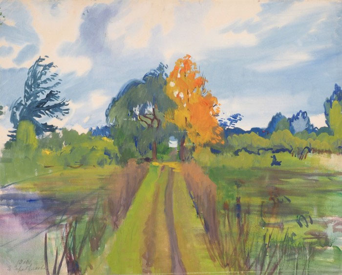 Зинаида Серебрякова написала этот этюд в 1910 году. Он выполнен на бумаге с использованием темперы и графитного карандаша. Размер - 44×54,8 сантиметра. В левом нижнем углу подпись автора и дата, сделанная карандашом. Источник изображения - сайт аукционного дома.