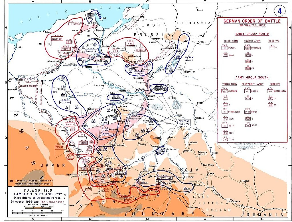Расстановка польских и германских сил на момент начала Второй мировой войны