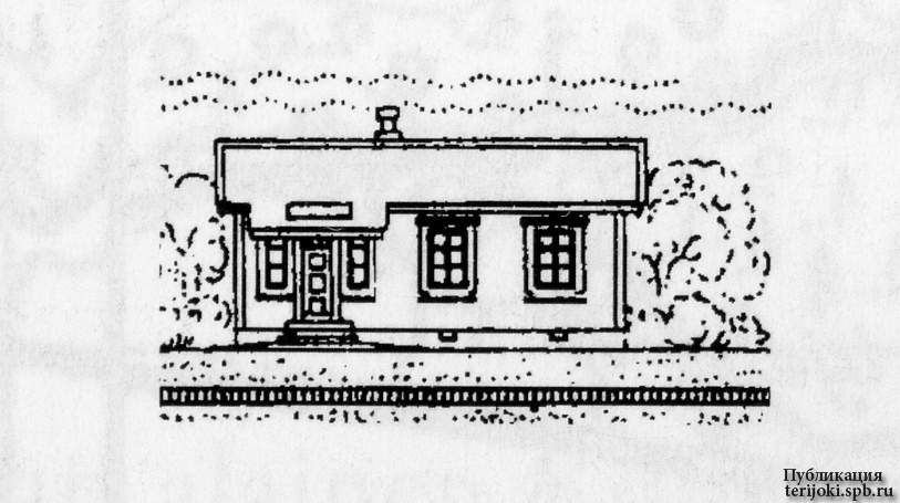 Схематический рисунок фасада станционного здания разъезда Хаапаваара (участок Элисенваара-Симпеле)