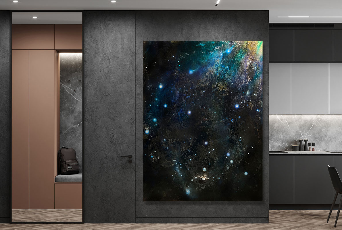 Картина с созвездием Водолея в интерьере