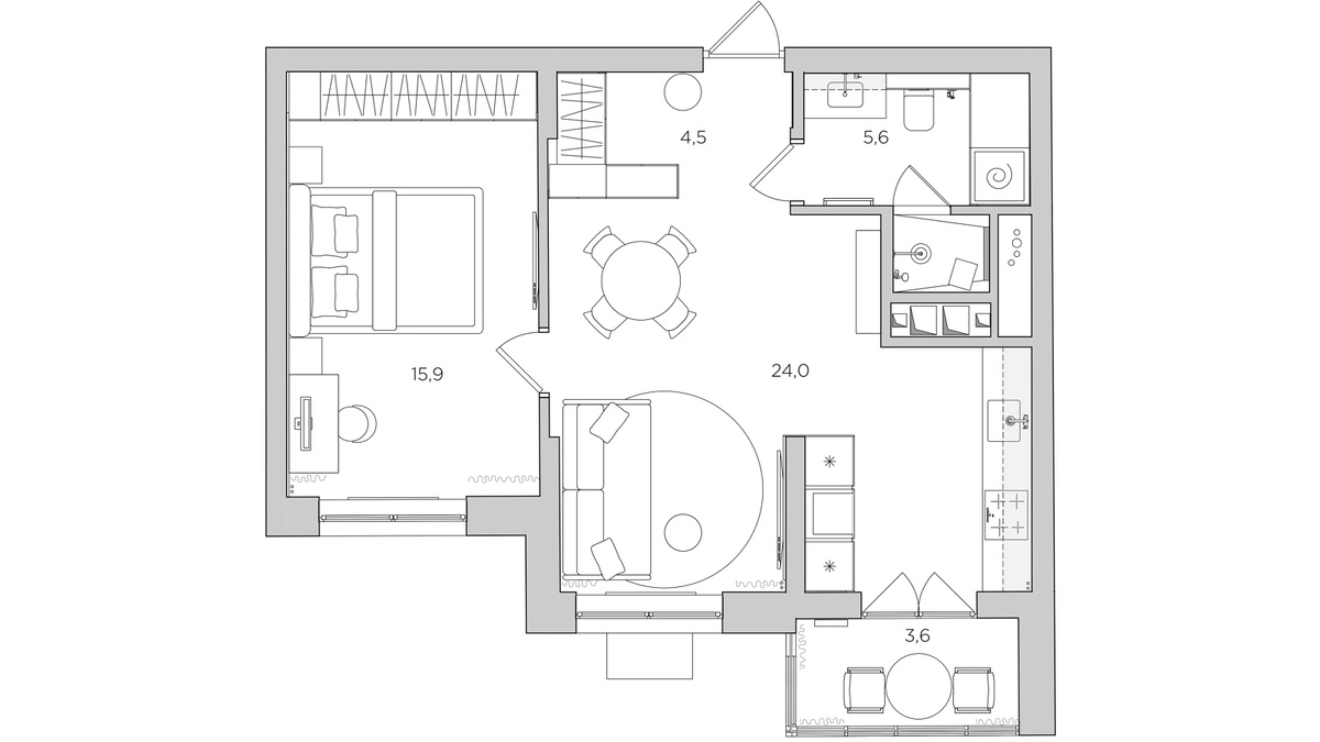 Перепланировка двухкомнатной квартиры 53 кв метра