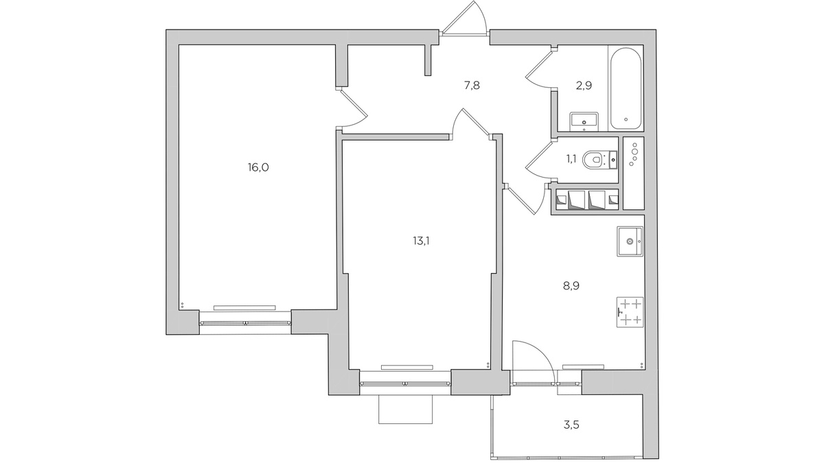 Планировка двухкомнатной квартиры