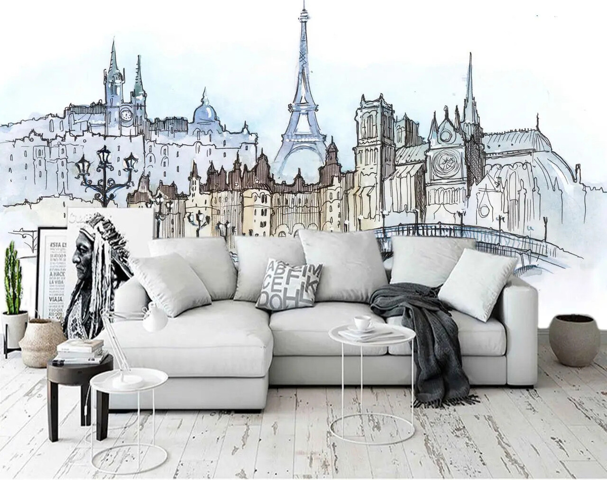     Рисунок с модным сочетанием бежевого и голубого