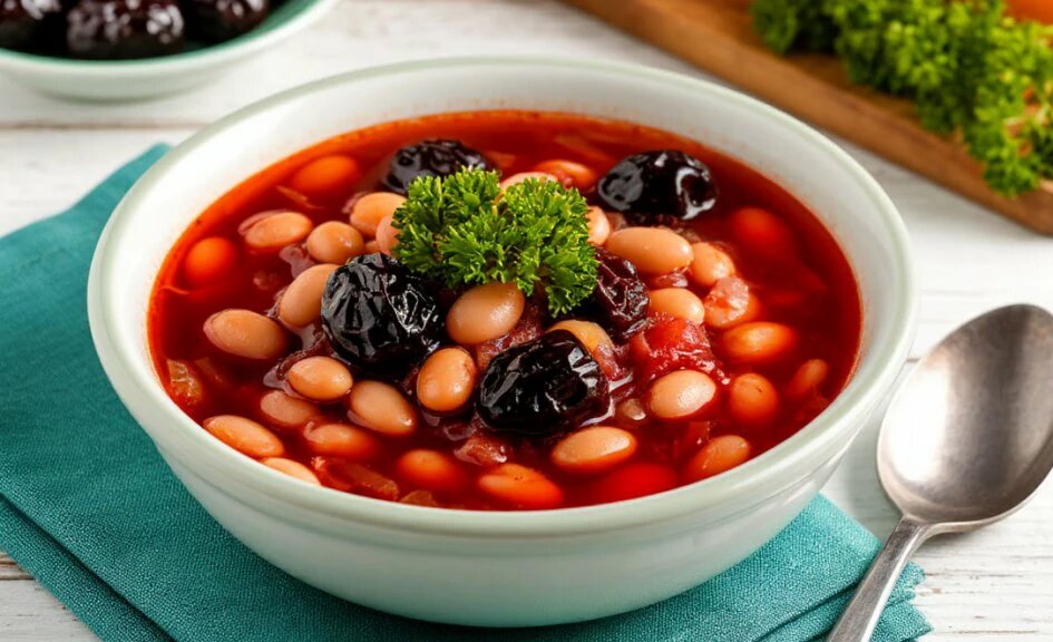 постный борщ с фасолью и черносливом