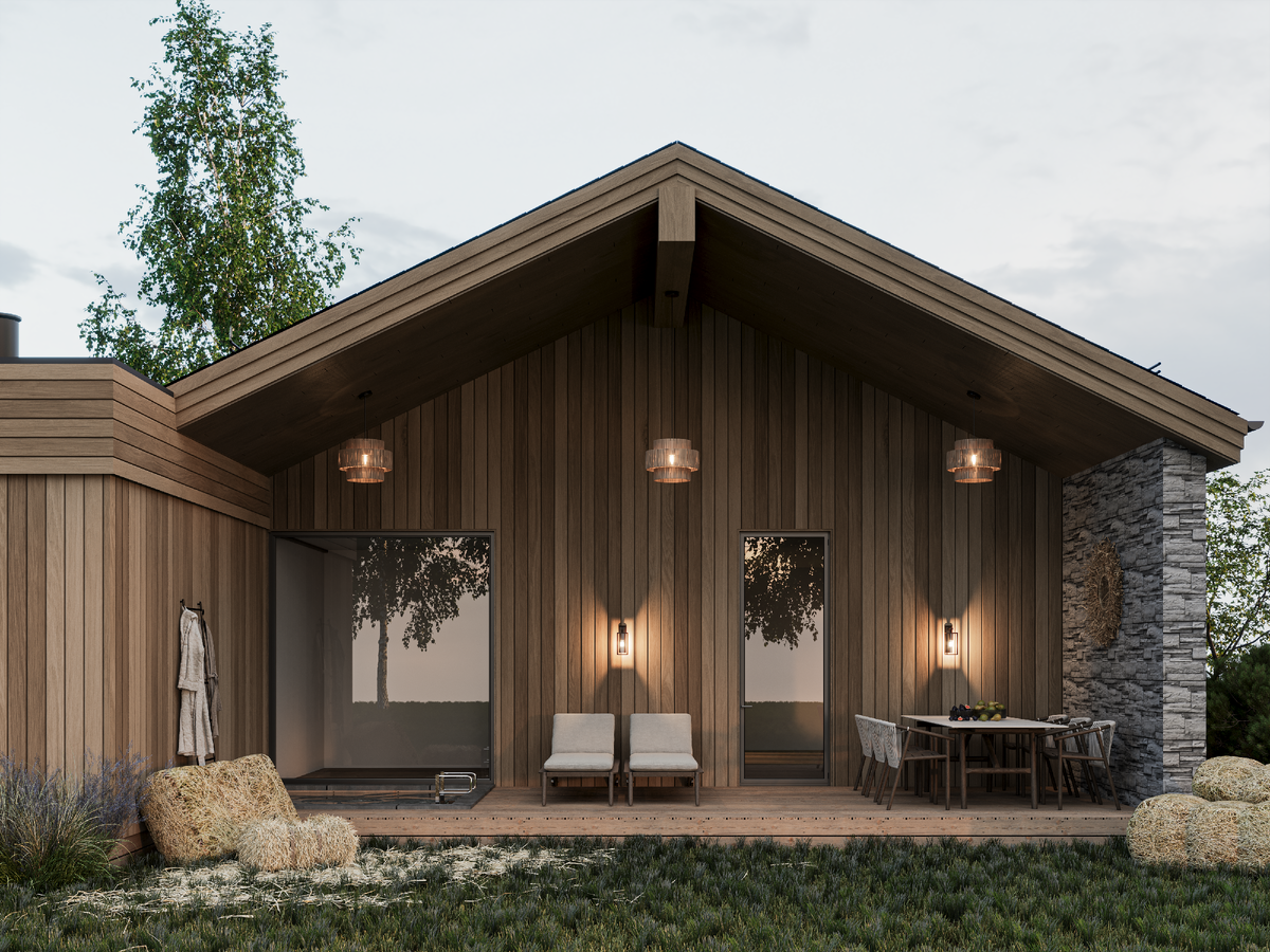 Экстерьер банного комплекса в гольфе-клубе «Strawberry Fields»