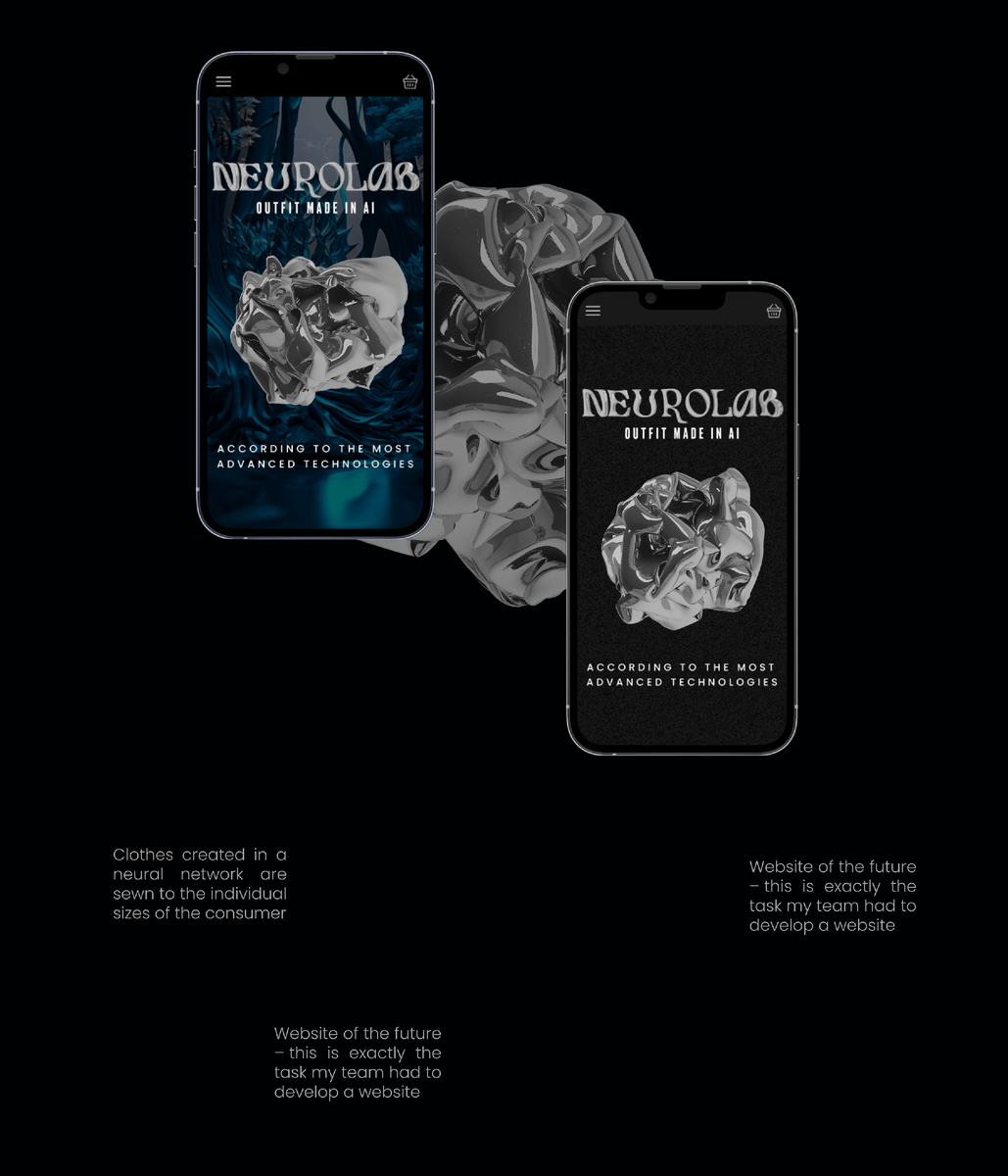 Разработка сайта для компании Neurolab. Ребята создают одежду, сгенерированную в нейросети.