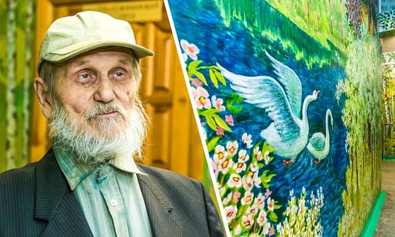 В Екатеринбурге 90-летний сторож превратил школу в картинную галерею
