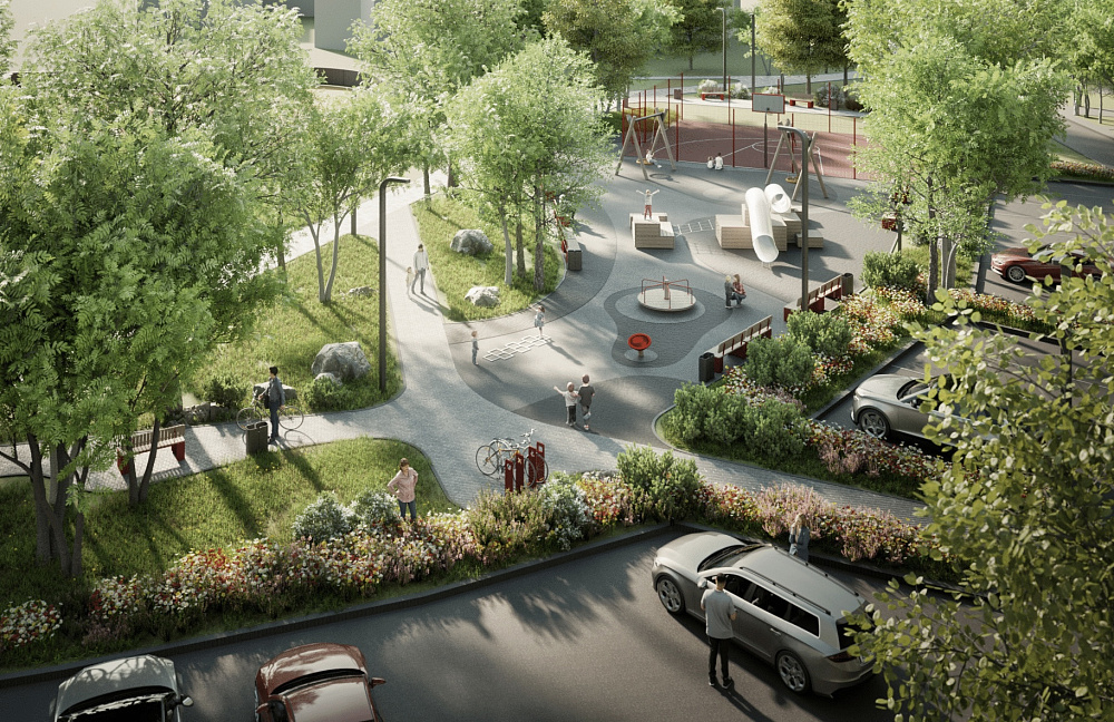 Фрагмент проекта-победителя «Сосновый Бор: территория по Солнечной ул., 14»