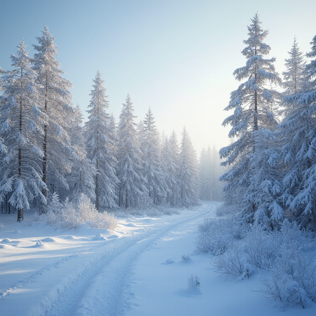Карельский пейзаж зимой, картинка сгенерирована ИИ