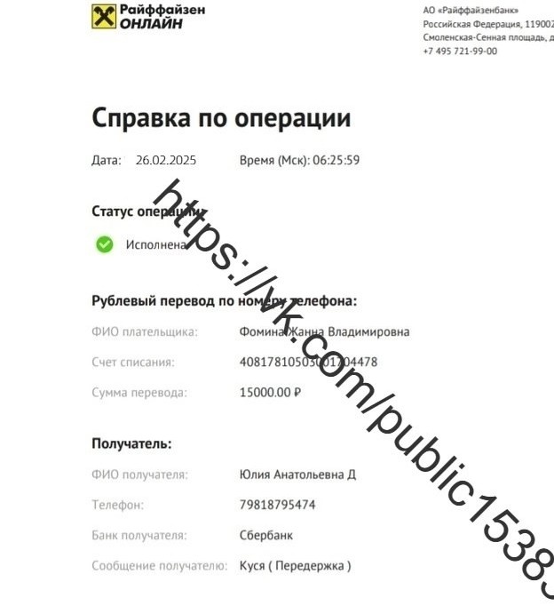 Оплата передержки Куси за февраль