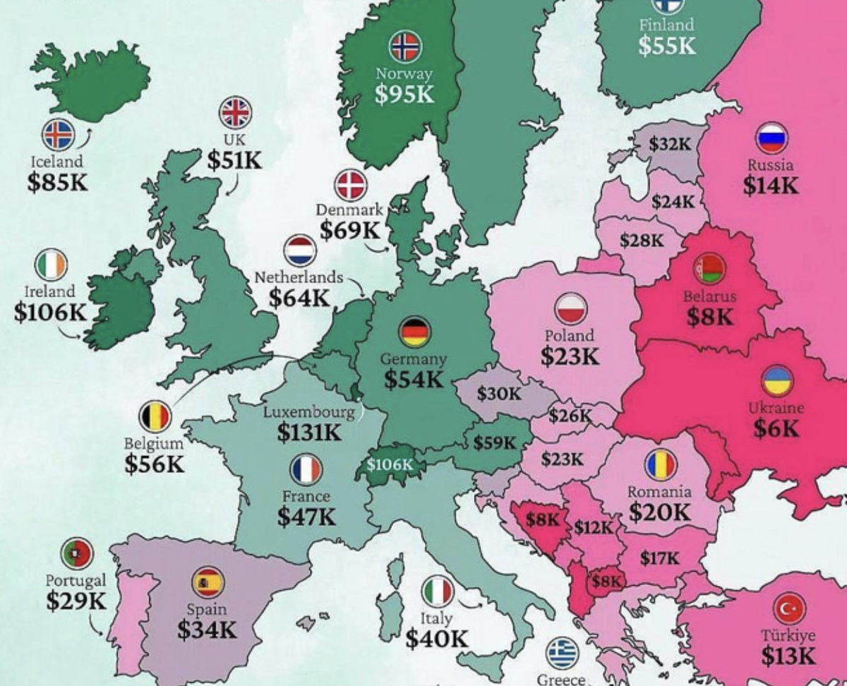 ВВП на душу населения. Источник: открытые данные сети Интернет.